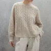 Sparkling mohair and wool cable knit sweater