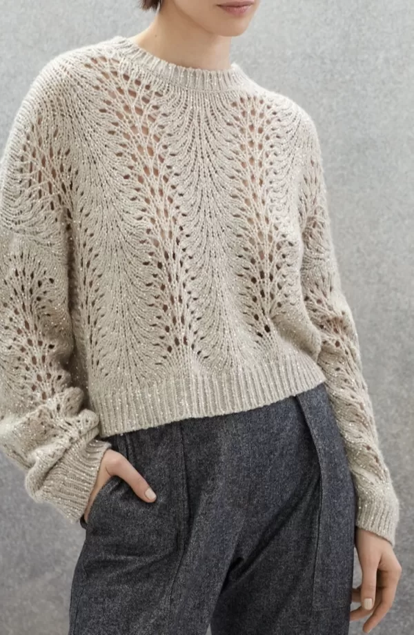 Dazzling lace sweater in cashmere Feather yarn