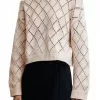 Ribbed pick roar cotton blend pullover sweater