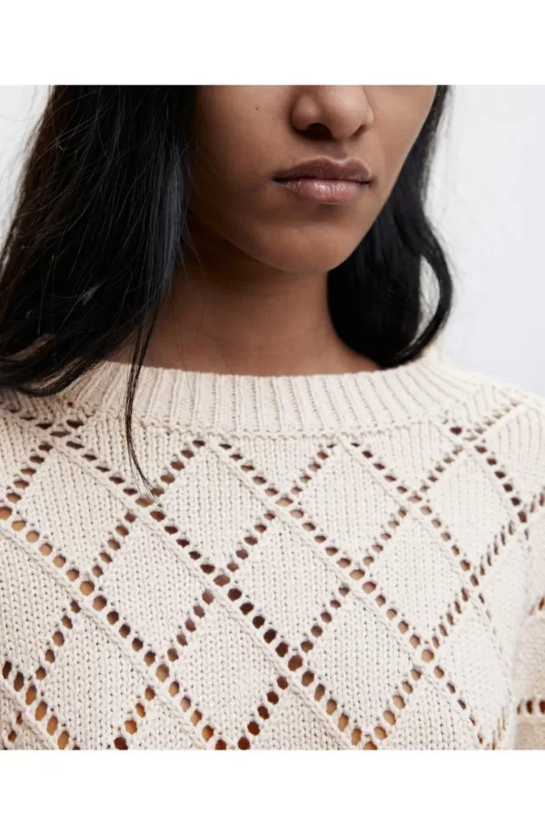 Ribbed pick roar cotton blend pullover sweater